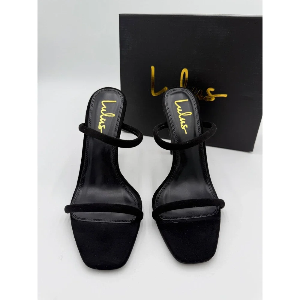 NEW Lulus Theyaa Suede‎ Strappy Stiletto Heeled Sandals High Heel Shoes 9 NWT